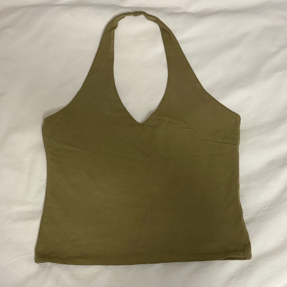 Olive Halter Neck Women's Top